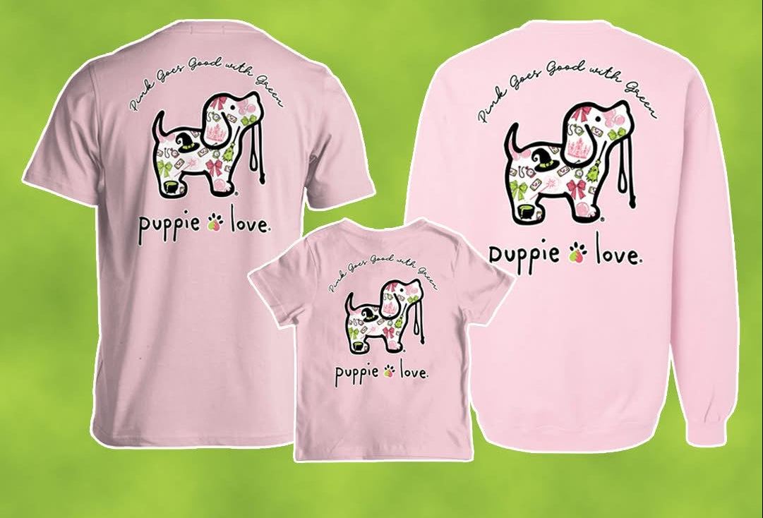 Pink Goes Good With Green Pup