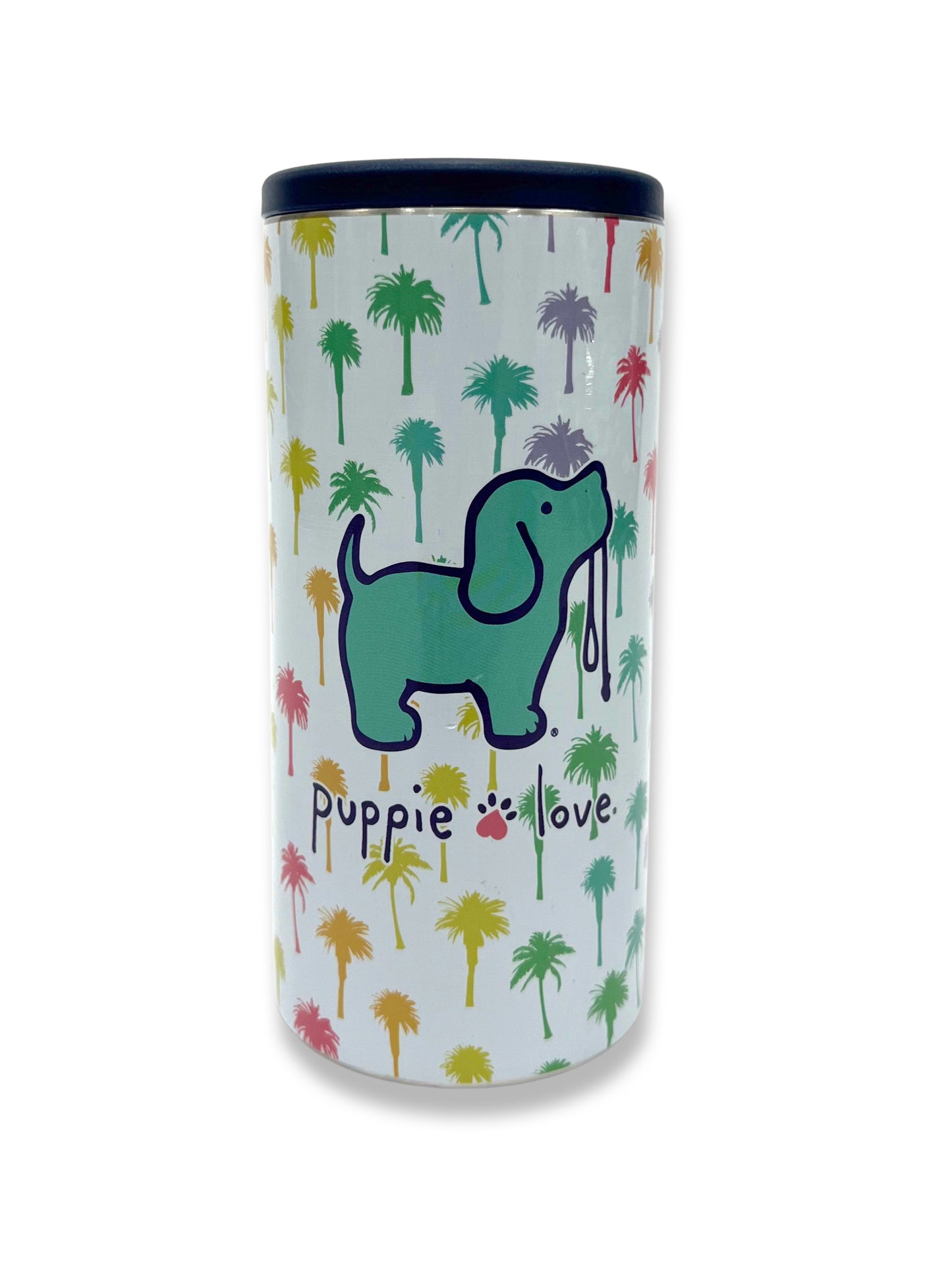 Rainbow Palm Trees Slim Can Cooler