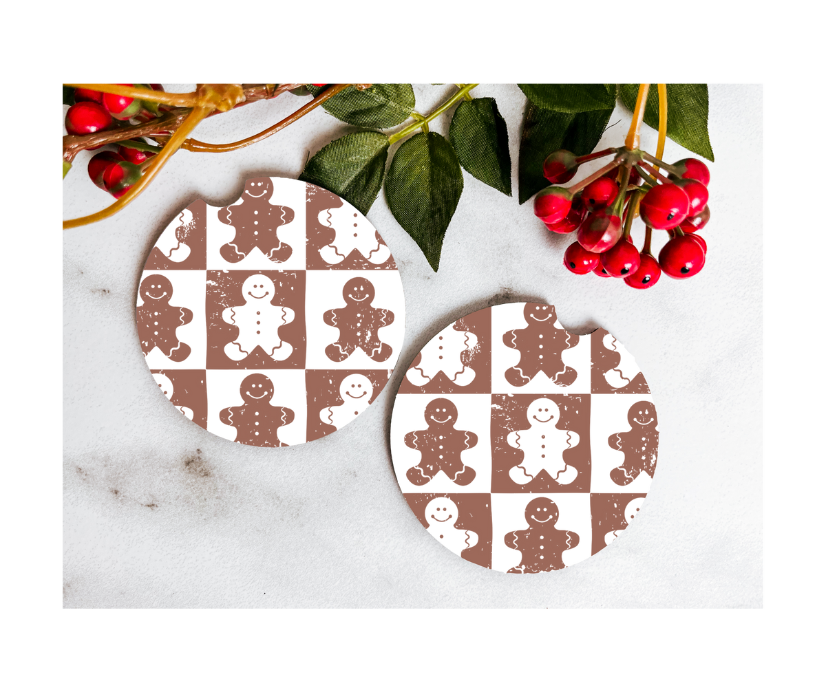 Gingerbread Checkered Coasters
