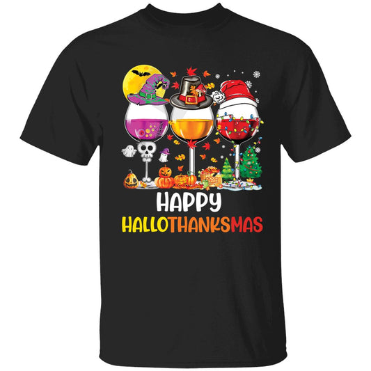 Happy Hallothankmas Wine Glass
